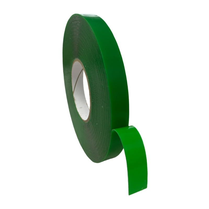 Fita Dupla Face de Massa Acrílica Transparente com Liner Verde11
