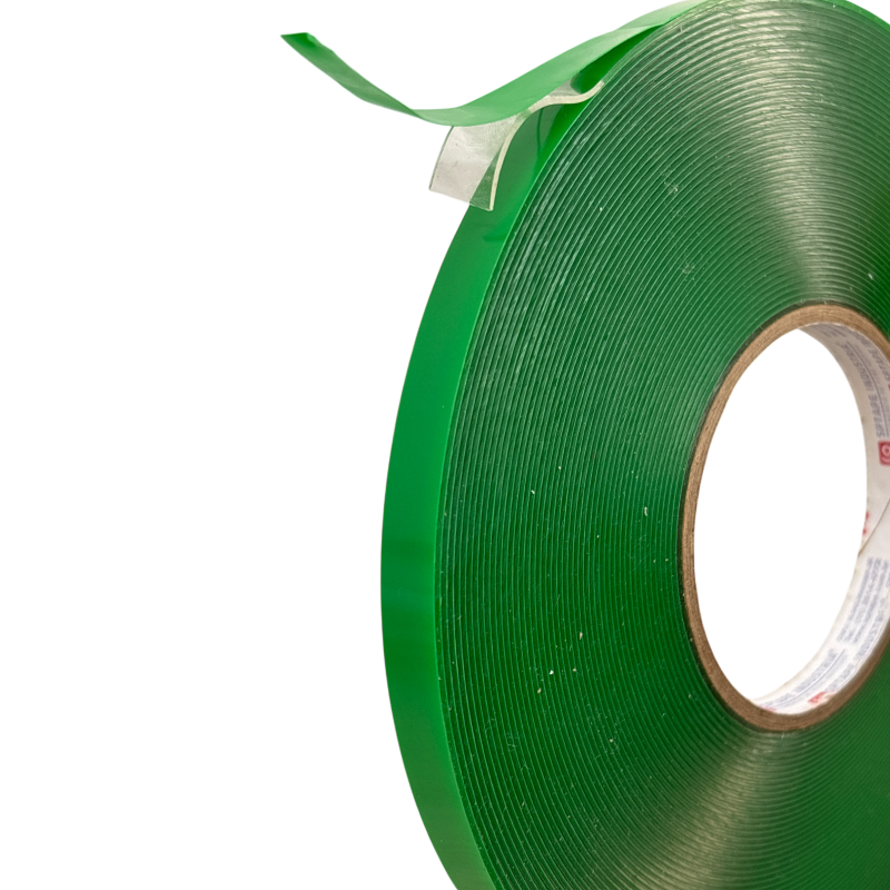 Fita Dupla Face de Massa Acrílica Transparente com Liner Verde4