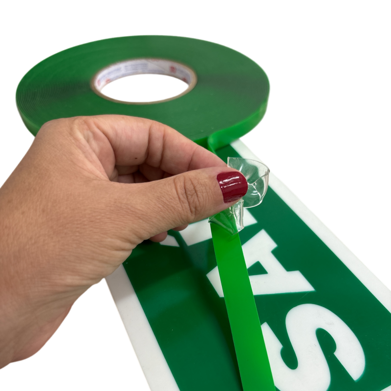 Fita Dupla Face de Massa Acrílica Transparente com Liner Verde8