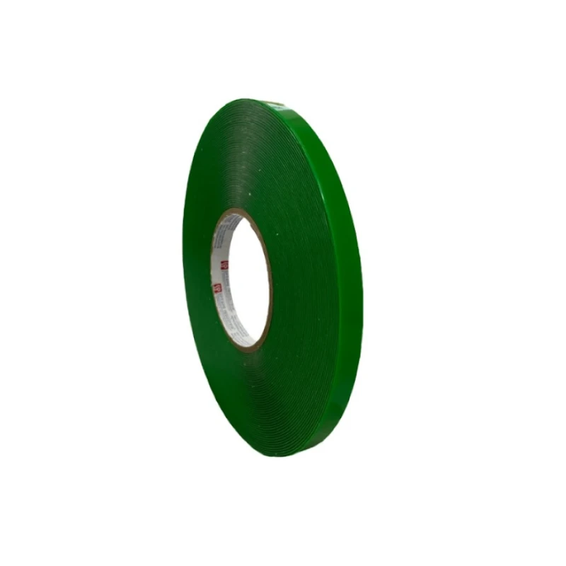 fita dupla face de massa acrílica transparente com liner verde2